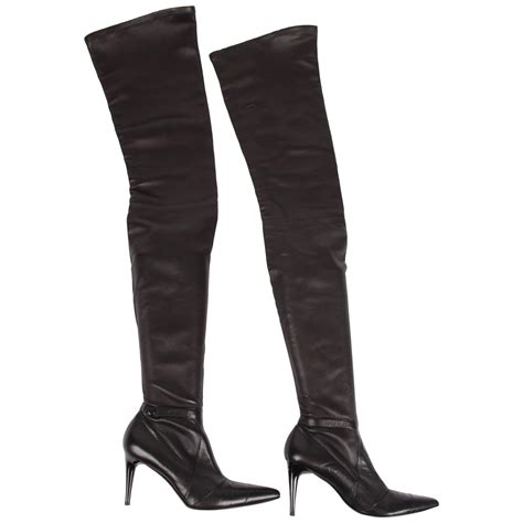 thigh high chanel boots|chanel black canvas heel boots.